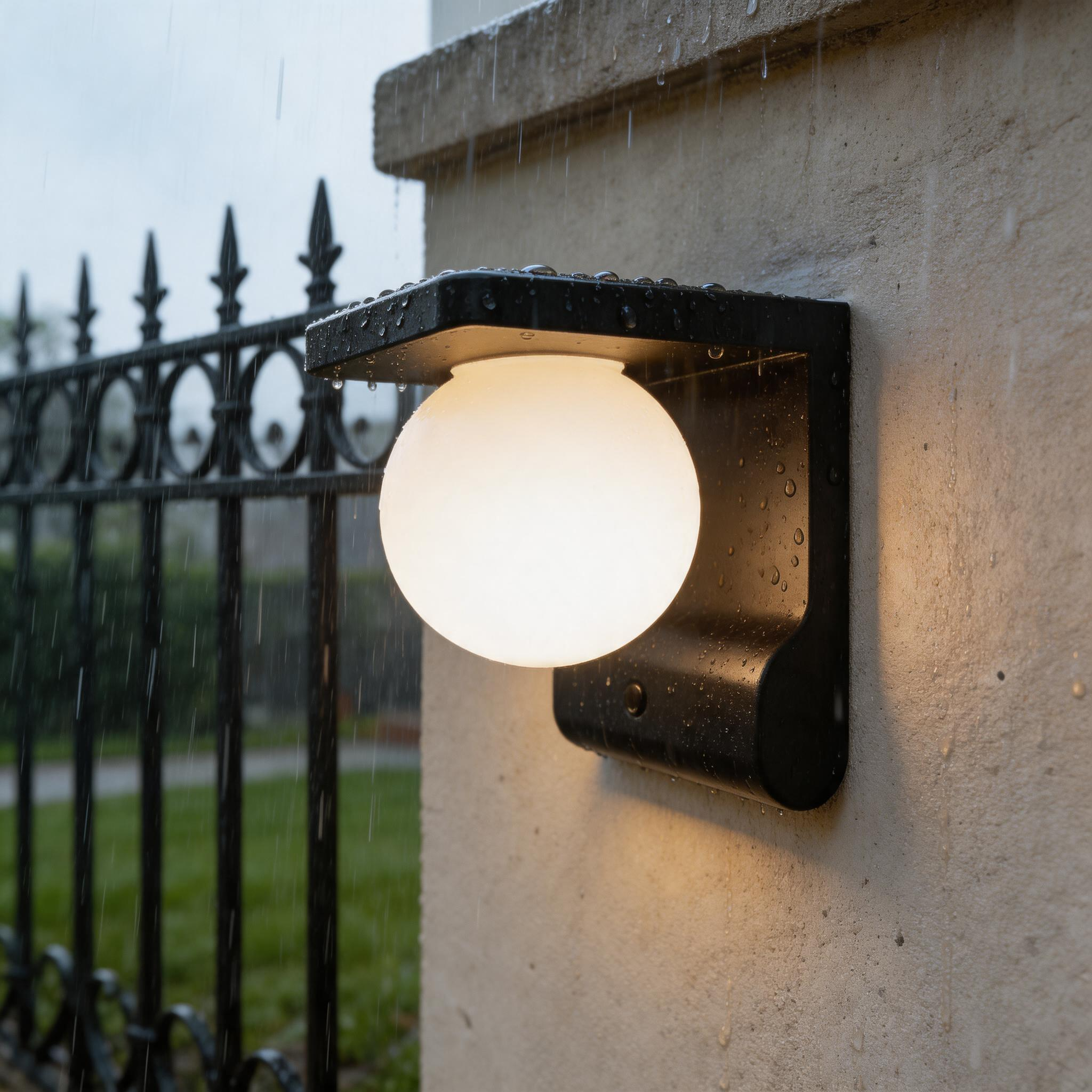 Solar wall lamp with motion sensor, 600lm warm white 3000K, IP44 waterproof, black